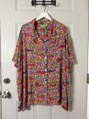 Big Bud Press Pantry Button Up Floral Meadow Woman Novelty Print Shirt 6X